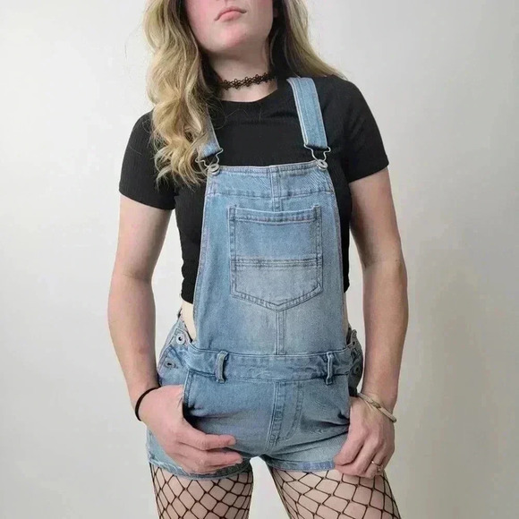 Love Tree Denim Shorts Overalls - M - Picture 1 of 9